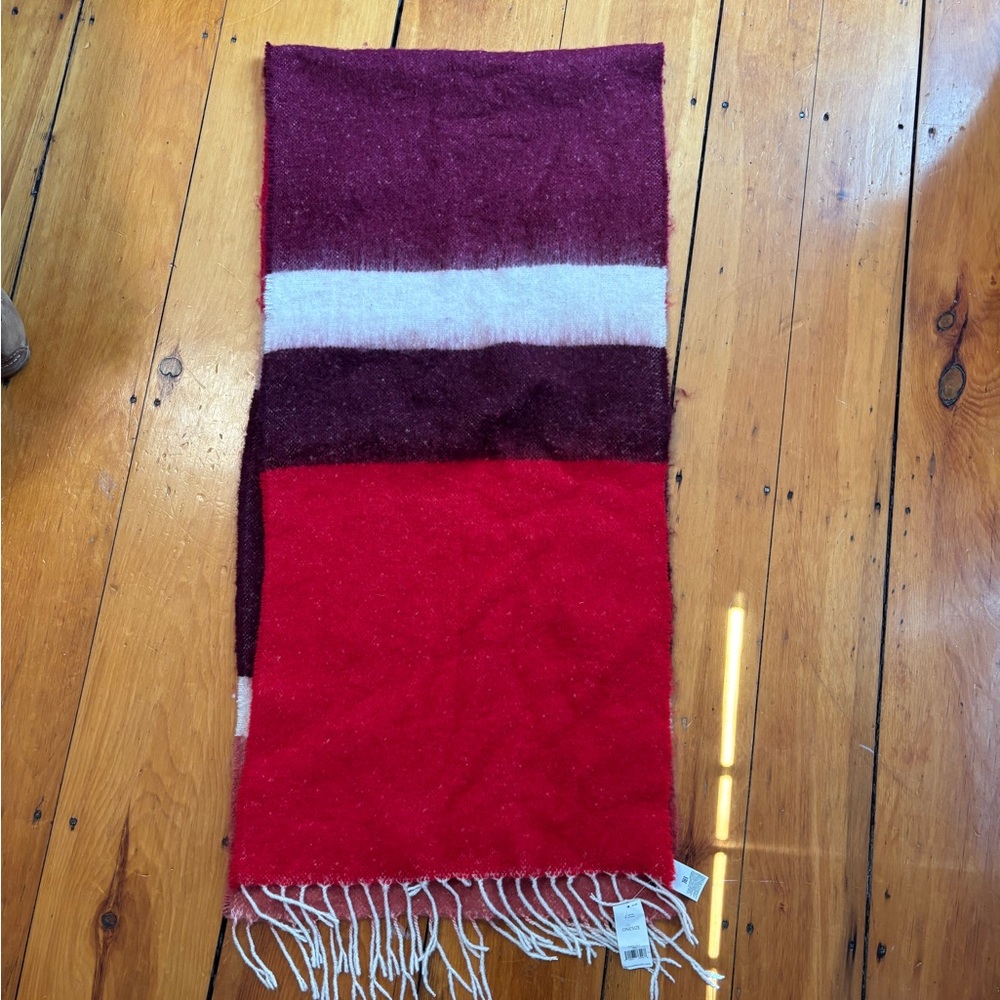 Banana Republic Red, Burgundy & White Striped Scarf